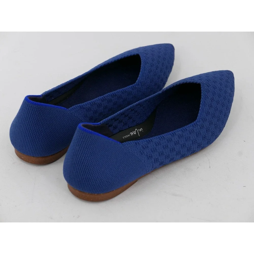 Rothy's The Point Flats Blue Knit Pointed Toe Washable Women's Size 7.5